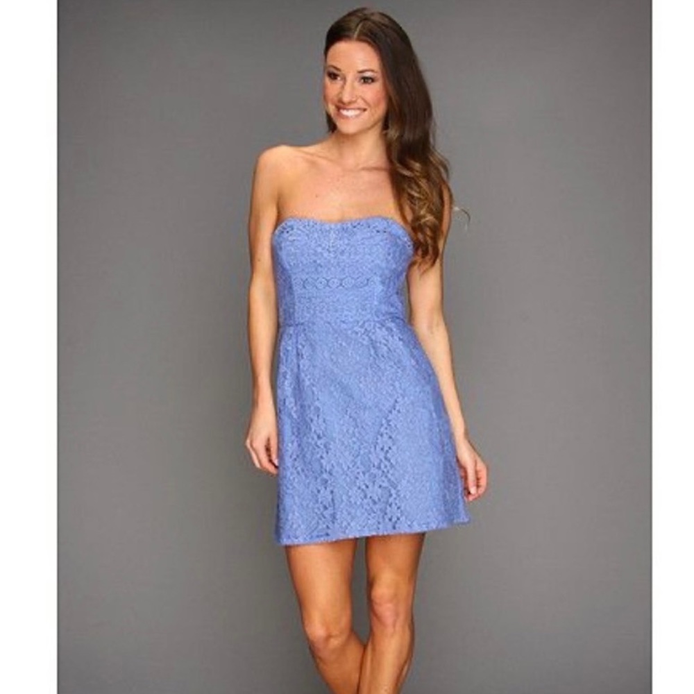 NEW Free People Periwinkle Purple Blue Strapless Lace Mini Dress 6